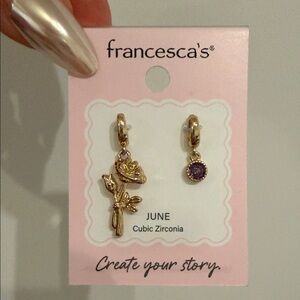 francesca's Gold Rose & Purple CZ Dangle Charms  - June Birthstone LAST ONES!wow